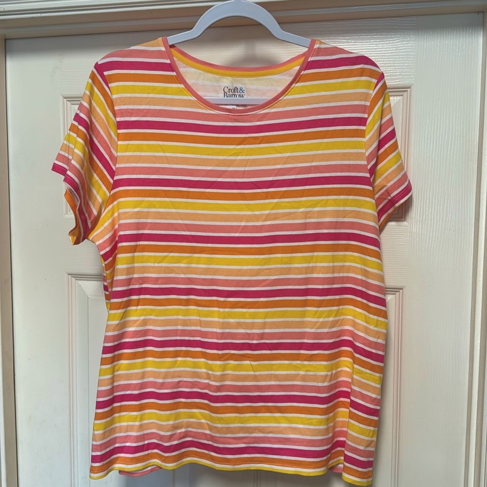Croft & Barrow Classic Striped Tee - Size:XL
